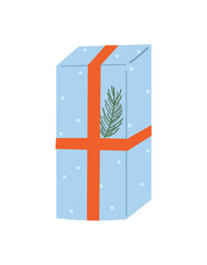 Holiday and Christmas Gift. Vector illustration of cute present box on white background. 