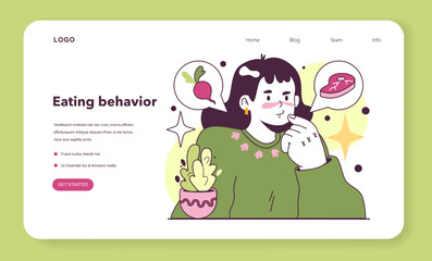 Meat-eating vs vegetarianism choice. Female character with making