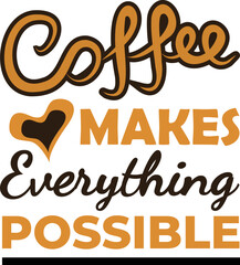 Vector emblem on the theme of coffee, print, sticker, logo, banner, poster. Vector text.