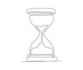 Continuous line art drawing of hourglass. Hourglass timer single line art drawing vector illustration.