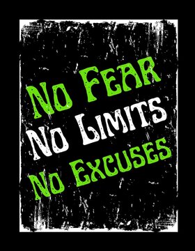 No fear no limits no excuces. Motivational quote typography banner design
