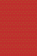 Seamless golden pattern on a red background. Abstract geometric seamless pattern in Asian style. Modern vector repeating design