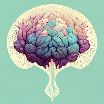 The brain is like a tree. Stylized abstract brain. Digital illustration.