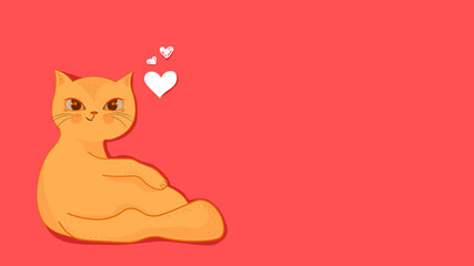 Valentine's Day banner. heart. cat. vector illustration of a cat. Happy Valentine's Day