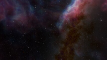 Naklejka na ściany i meble Deep space nebula with stars. Bright and vibrant Multicolor Star field Infinite space outer space background with nebulas and stars. Star clusters, nebula outer space background 3d render 