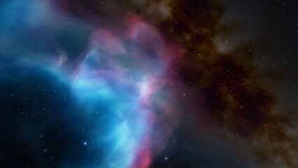 Deep space nebula with stars. Bright and vibrant Multicolor Star field Infinite space outer space background with nebulas and stars. Star clusters, nebula outer space background 3d render
