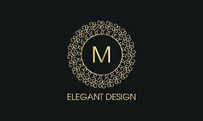 Calligraphic elegant ornament with letter M. Business sign, identity monogram for restaurant, boutique, hotel, heraldry, jewelry.