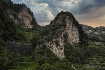 Fototapeta na wymiar The Valley of the Dragona torrent in Atrani, Italy