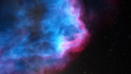 Plakat nebula gas cloud in deep outer space, science fiction illustration, colorful space background with stars 3d render