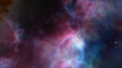 Fototapeta na wymiar nebula gas cloud in deep outer space, science fiction illustration, colorful space background with stars 3d render
