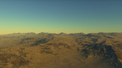 Fototapeta na wymiar landscape on planet Mars, scenic desert scene on the red planet