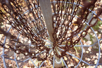 rusty disc golf basket