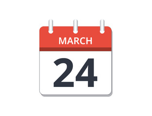 March, 24th calendar icon vector. 