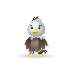 Vector eagle. Cute eagle, 3d cartoon character.  Kawaii bird. Suitable for baby products, children's books, goods.