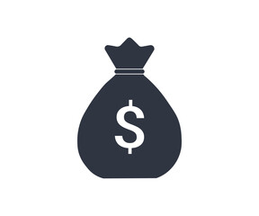 Black money bag icon.