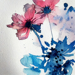 forget me not. watercolor floral background. small flowers on white background