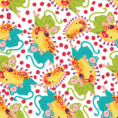 Monkey pox. Vector illustration epidemic virus. Infectious disease. Microbes close up. Pattern. Light background, wallpaper, cartoon style