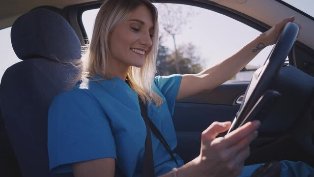 Cinematic footage representation of the daily life of a nurse going to work at the hospital