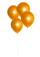 PNG. Gold Balloons Bunch on transparent background.