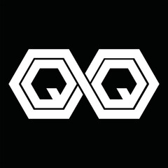 QQ Logo monogram with hexagon template