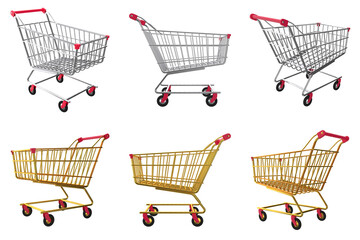Set of shopping cart isolated on transparent background. Purchased illustration. 3D render - Powered by Adobe