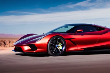 Obraz na płótnie Canvas red concept sports car on the road