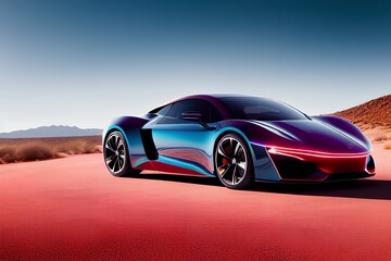 Obraz na płótnie Canvas red blue concept sports car
