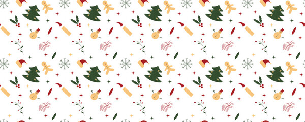 Christmas seamless pattern, white background