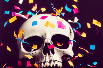 Funny skull of death in a party of the dead, or halloween, design for poster