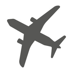 Gray Airplane Icon Isolated. Flat Design