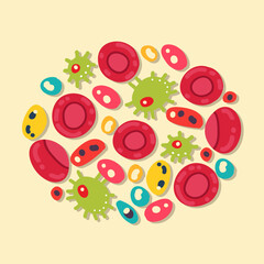 Vector illustration epidemic virus. Infectious disease. Molecules close up. Sticker, t-shirt print, patch, logo design