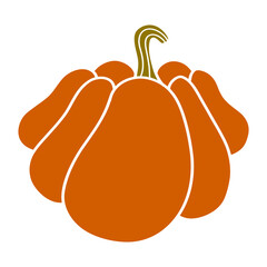 pumpkin illustration hand drawn with white lines, no background 