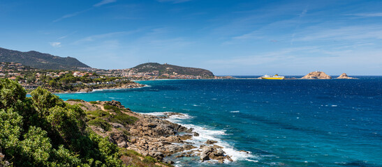 Beautiful view to coastline near Lile Rousse, Corsica, France, Europe