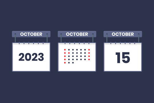 2023 calendar design October 15 icon. 15th October calendar schedule, appointment, important date concept.