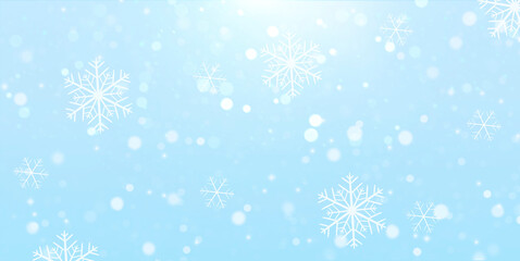 Naklejka na ściany i meble Winter Christmas background with snowflakes and blizzard.