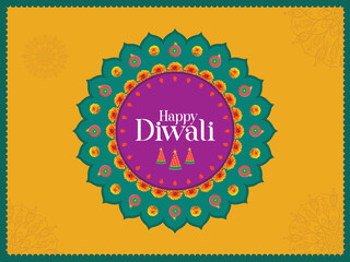 Happy Diwali text with Diwali banner design template for banner, card, and poster design