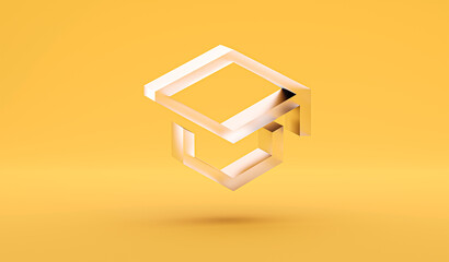 Glass sign on yellow background 3d render 