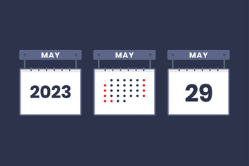 2023 calendar design May 29 icon. 29th May calendar schedule, appointment, important date concept.