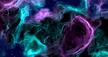 3d rendering. Space wallpaper and background. Universe with stars, constellations, galaxies, nebulae and gas and dust clouds