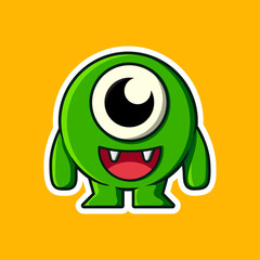 cute green monster character. Isolated on background vector illustration