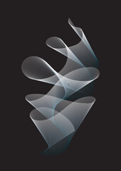 Abstract twist. Vertical waves. Organic gradient composition on a background. Curved lines in blend motion.