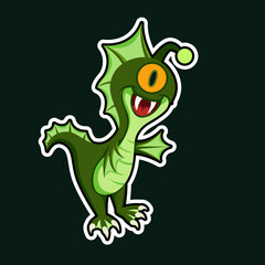 cute swamp monster. Alligator monster creature. Vector illustration