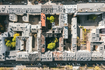 Obraz premium Unusual course of Warsaw. Courtyards-wells view from a drone