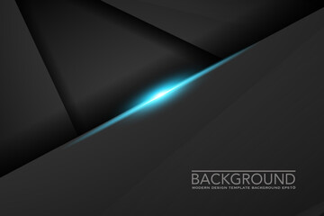 Black metallic background with blue shiny - Vector