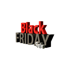 Black Friday Sale tag letter with black, white, and red color 3d rendering