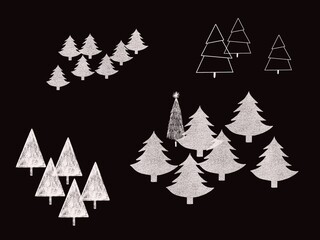 Obraz premium christmas trees white icons, illustration, x-mad symbol