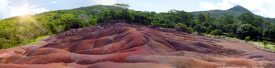 Seven Colored Earths at Chamarel, Mauritius, Africa,panorama - 537340554