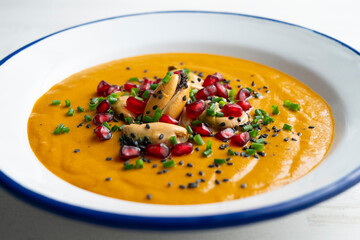 Pickled mussel cream. Recipe made with potato, carrot, tomatoes and mussels.