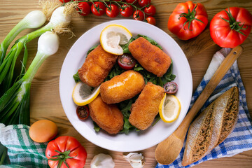 Fish croquettes. Traditional tapas of the coastal areas in Spain.