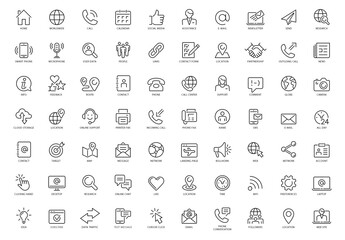 Contact Us Outline Icons Set